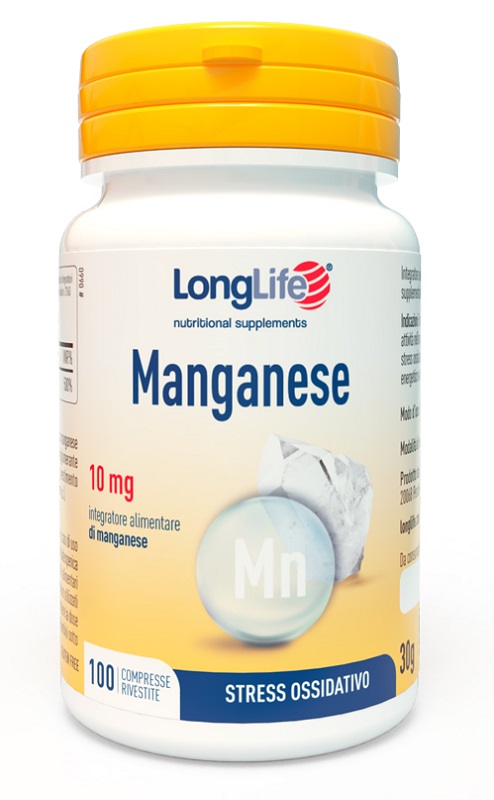 LONGLIFE MANGANESE 10 MG 100 COMPRESSE RIVESTITE SENZA GLUTINE - Farmacia De Pasquale