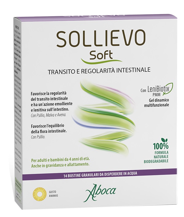 SOLLIEVO SOFT 14 BUSTINE GRANULARI DA 3,8 G SENZA GLUTINE SENZA LATTOSIO SENZA ZUCCHERI AGGIUNTI - Farmacia De Pasquale