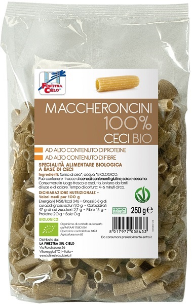LA FINESTRA SUL CIELO MACCHERONCINI CECI 100% BIO 250 G - Farmacia De Pasquale