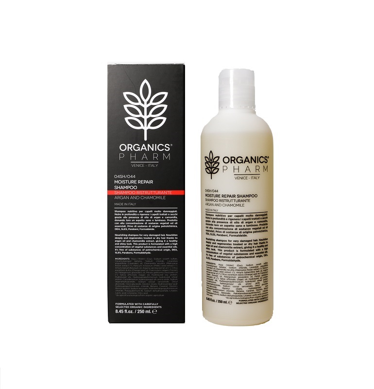 ORGANICS PHARM MOISTURE REPAIR SHAMPOO ARGAN OIL AND CHAMOMILLE 250 ML - Farmacia De Pasquale