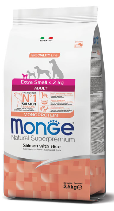 MONGE EXTRA SMALL ADULT SALMONE & RISO 800 G - Farmacia De Pasquale