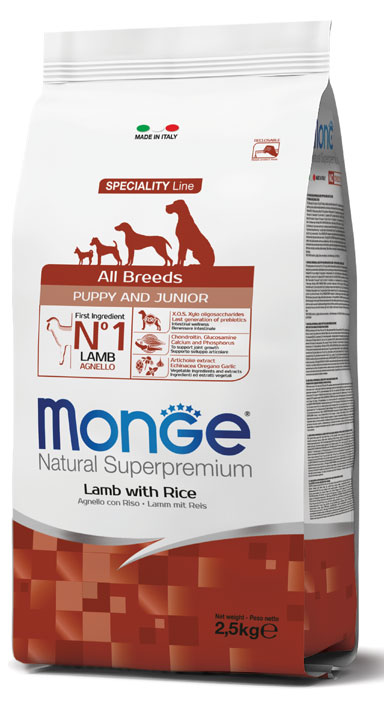 MONGE ALL BREEDS PUPPY AGNELLO & RISO 2500 G - Farmacia De Pasquale