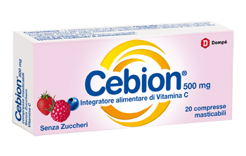 CEBION MASTICABILE SENZA ZUCCHERO VITAMINA C 500 MG 20 COMPRESSE - Farmacia De Pasquale
