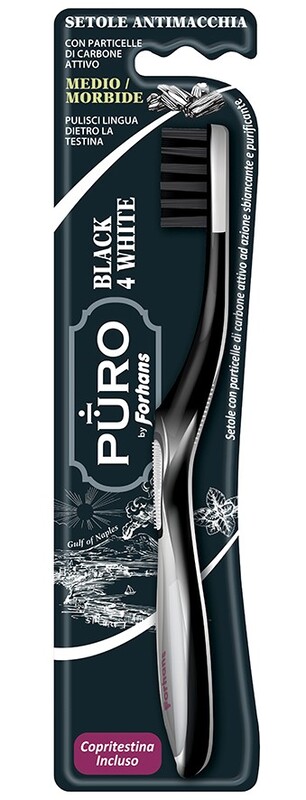 FORHANS SPAZZOLINO BLACK4WHITE SETOLE CARBONE - Farmacia De Pasquale