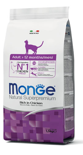 MONGE NATURAL SUPERPREMIUM SECCO GATTO ADULT CAT 1,5 KG - Farmacia De Pasquale