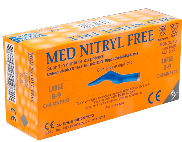GUANTI NITRILE SENZA POLVERE LARGE 100 PEZZI GAMMADIS - Farmacia De Pasquale