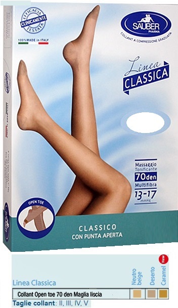 SAUBER COLLANT OPEN TOE MAGLIA LISCIA 70 DEN COLORE NEUTRO BEIGE TAGLIA 3 LINEA CLASSICA - Farmacia De Pasquale