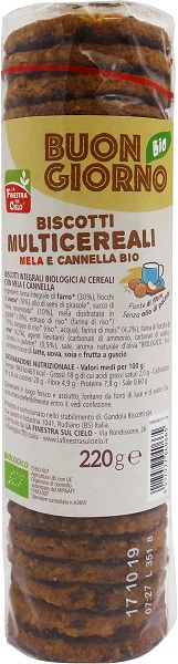 BISCOTTI MULTICEREALI MELA E CANNELLA BIO 220 G - Farmacia De Pasquale