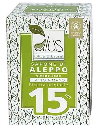 ALUS OLICE & LAUREL SAPONE DI ALEPPO FATTO A MANO 15% 200 G - Farmacia De Pasquale