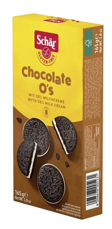 SCHAR CHOCOLATE O'S BISCOTTI AL CACAO CON CREMA AL LATTE 165 G - Farmacia De Pasquale
