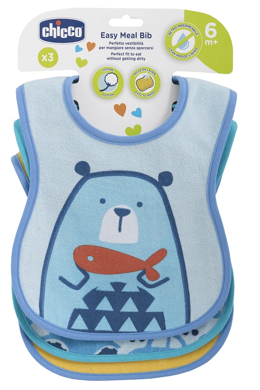 CHICCO BAVAGLINO PAPPA 6M 3 PEZZI BOY - Farmacia De Pasquale