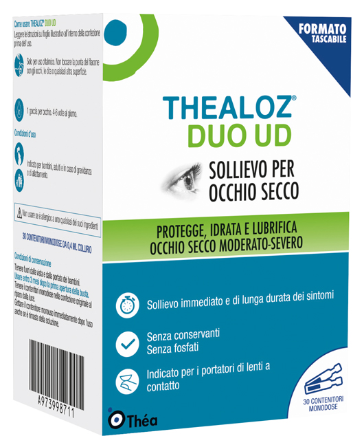 GOCCE OCULARI THEALOZ DUO UD 30 CONTENITORI MONODOSE 0,4 ML - Farmacia De Pasquale