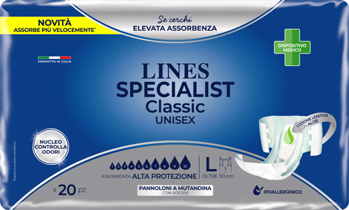 PANNOLONE A MUTANDA LINES SPECIALIST CLASSIC ALTA PROTEZIONE MG 20 PEZZI - Farmacia De Pasquale