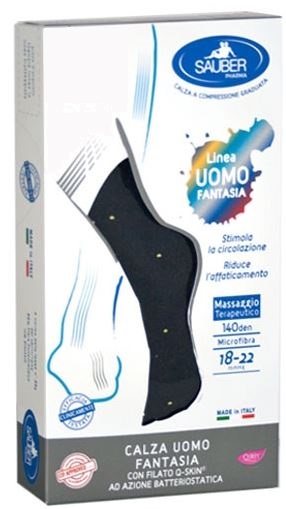 SAUBER CALZA UOMO FANTASIA Q-SKIN 140 DEN BLU POIS GIALLI TAGLIA M - Farmacia De Pasquale