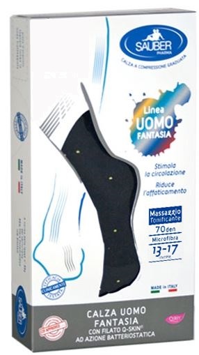 SAUBER CALZA UOMO FANTASIA Q-SKIN 70 DEN BLU POIS GIALLI TAGLIA P - Farmacia De Pasquale