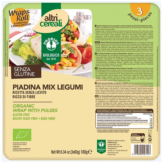 ALTRICEREALI PIADINA MIX LEGUMI 3 X 60 G - Farmacia De Pasquale