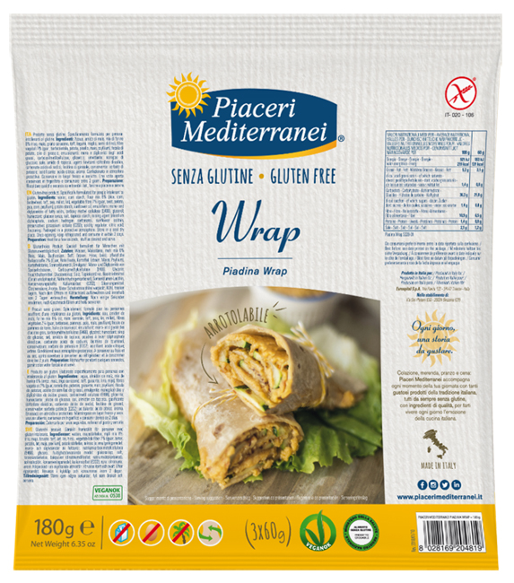 PIACERI MEDITERRANEI PIADINA WRAP 180 G - Farmacia De Pasquale