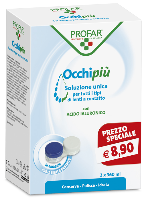 PROFAR OCCHIPIU' SOLUZIONE UNICA 2 FLACONI DA 360 ML CE - Farmacia De Pasquale