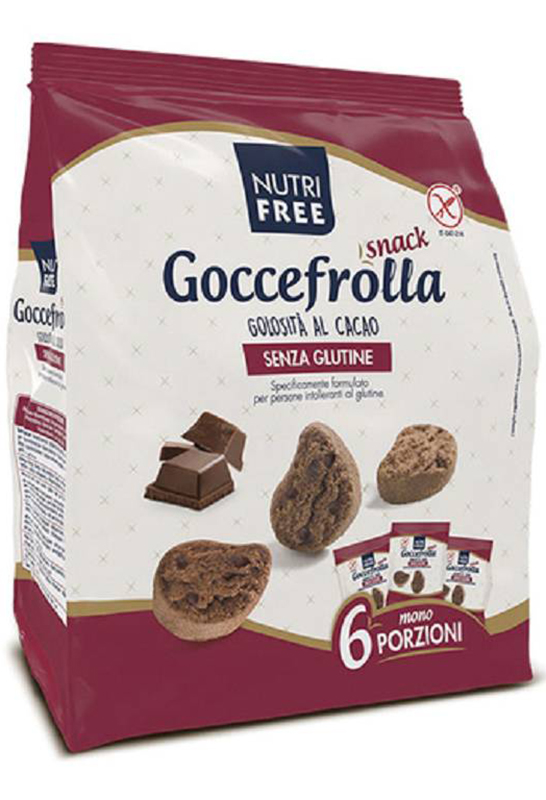 NUTRIFREE GOCCEFROLLA SNACK GOLOSITA' AL CACAO SENZA LATTOSIO 6 MONOPORZIONI DA 40 G - Farmacia De Pasquale