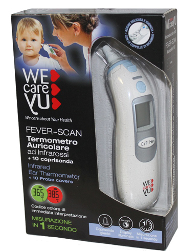 TERMOMETRO AURICOLARE WECAREYU FEVER-SCAN AD INFRAROSSI CON 10 COPRISONDA - Farmacia De Pasquale