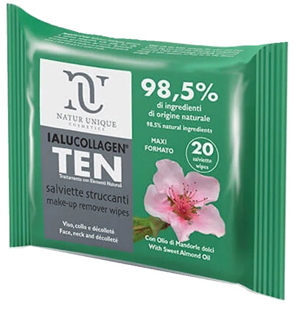 NATUR UNIQUE IALUCOLLAGEN TEN SALVIETTE STRUCCANTI VISO 20 SALVIETTE MAXI - Farmacia De Pasquale