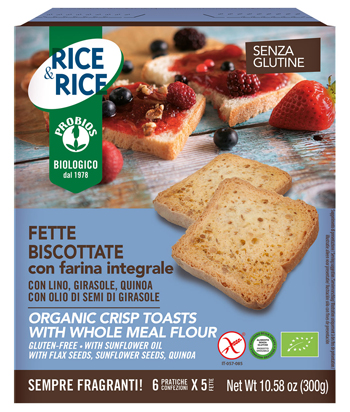 RICE&RICE FETTE BISCOTTATE CON FARINA INTEGRALE 300 G - Farmacia De Pasquale