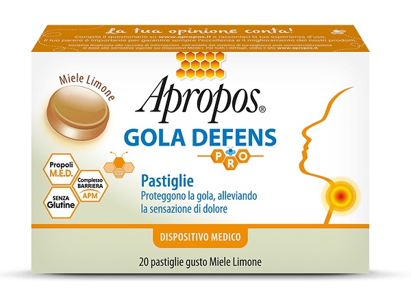 APROPOS GOLA DEFENS PRO 20 PASTIGLIE MIELE LIMONE - Farmacia De Pasquale