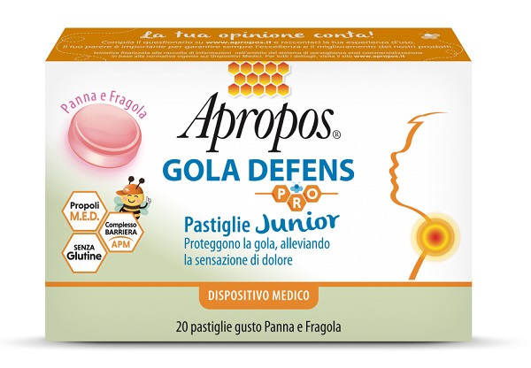 APROPOS GOLA DEFENS PRO 20 PASTIGLIE JUNIOR PANNA FRAGOLA - Farmacia De Pasquale