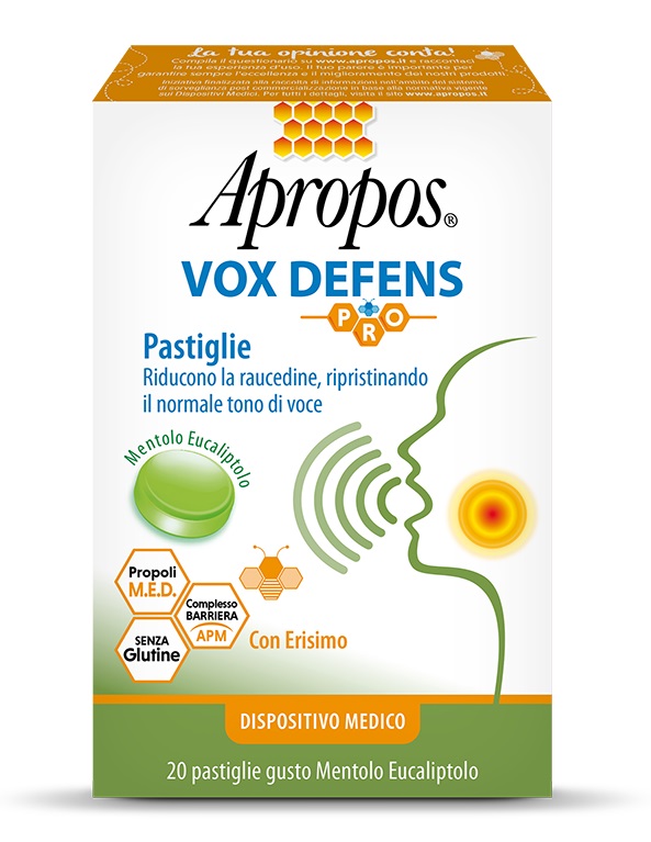 APROPOS VOX DEFENS PRO MENTOLO EUCALIPTO 20 PASTIGLIE - Farmacia De Pasquale