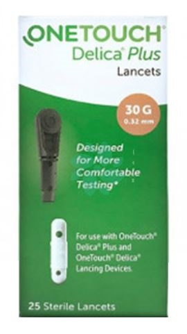LANCETTE PUNGIDITO ONETOUCH DELICA PLUS 25 PEZZI - Farmacia De Pasquale