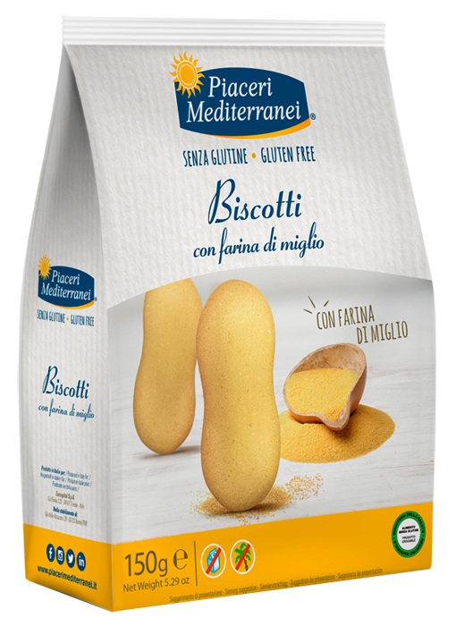 PIACERI MEDITERRANEI BISCOTTI FARINA DI MIGLIO 150 G - Farmacia De Pasquale