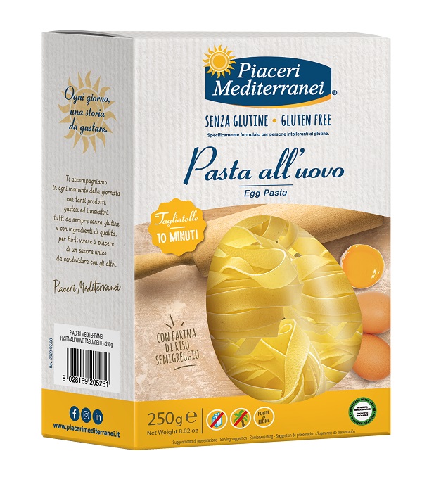 PIACERI MEDITERRANEI TAGLIATELLE UOVO 250 G NATURALMENTE PRIVO DI LATTOSIO - Farmacia De Pasquale