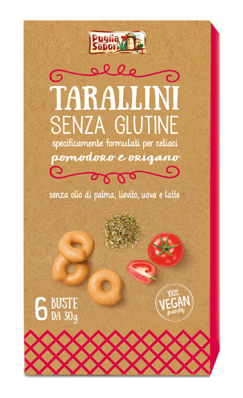 PUGLIA SAPORI TARALLINI POMODORO E ORIGANO SENZA GLUTINE 180 G - Farmacia De Pasquale