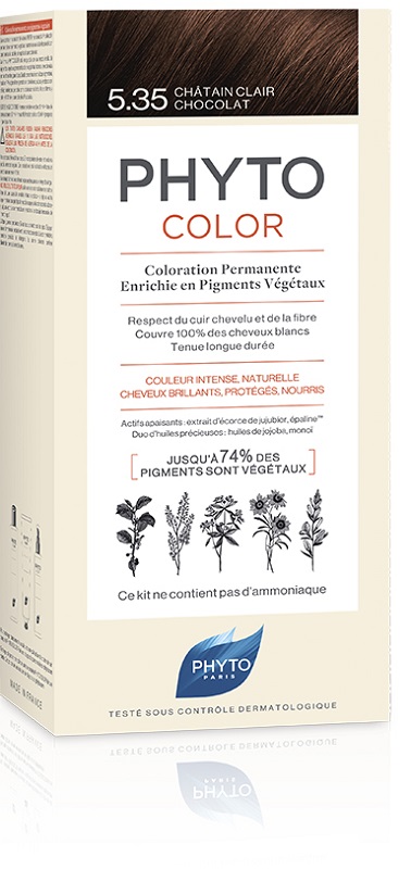 PHYTOCOLOR 5,35 CASTANO CHIARO CIOCCOLATO LATTE + CREMA + MASCHERA + FOGLIETTO ILLUSTRATIVO + 1 PAIO DI GUANTI - Farmacia De Pasquale
