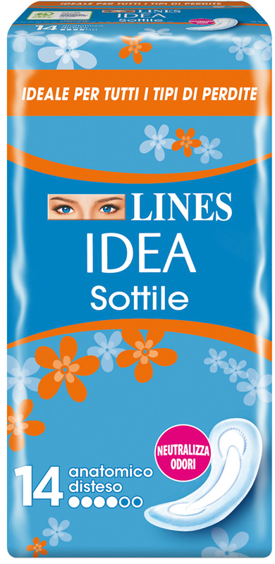 LINES IDEA ASSORBENTE SOTTILE DISTESO ANATOMICO 14 PEZZI - Farmacia De Pasquale