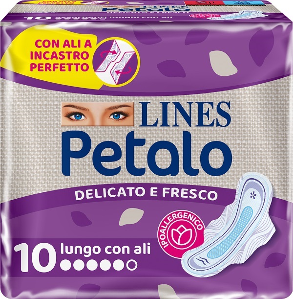 LINES PETALO BLU ASSORBENTE LUNGO CON ALI 10 PEZZI - Farmacia De Pasquale
