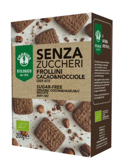 FROLLINI CACAO/NOCCIOLE SENZA ZUCCHERO 200 G - Farmacia De Pasquale
