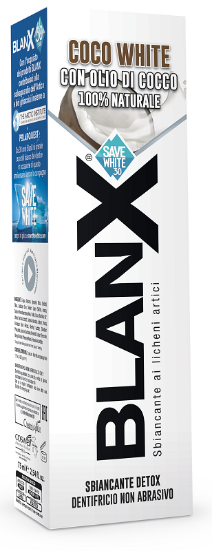 BLANX SBIANCANTE DETOX DENTIFRICIO COCO WHITE CON OLIO DI COCCO 75 ML - Farmacia De Pasquale