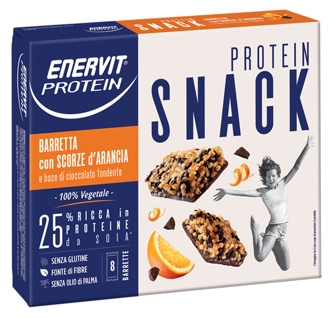 ENERVIT PROTEIN SNACK SCORZE ARANCIA VEGETALE 8 BARRETTE 27 G - Farmacia De Pasquale