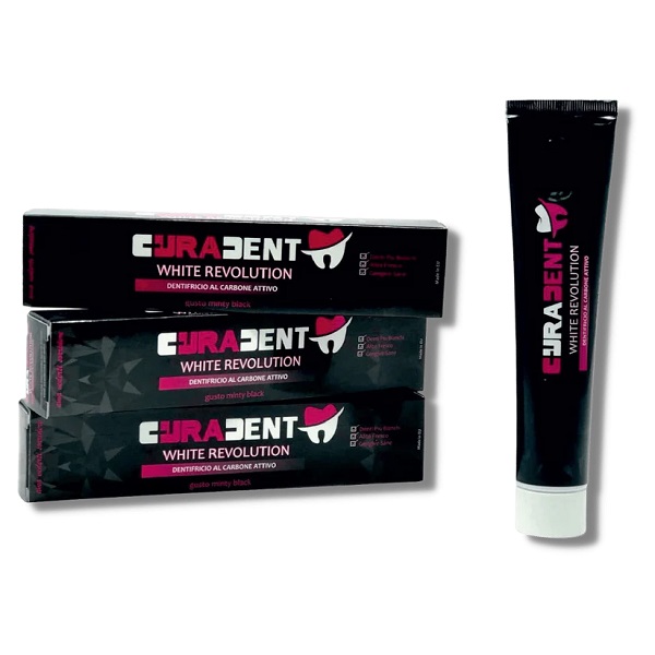 CURADENT DENTIFRICIO EXTREME WHITE SBIANCANTE AL CARBONE 75 ML - Farmacia De Pasquale