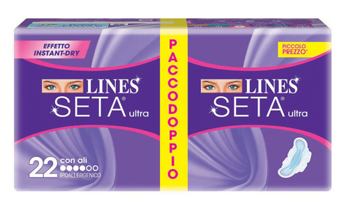 LINES SETA ULTRA ASSORBENTE CON ALI 22 PEZZI - Farmacia De Pasquale