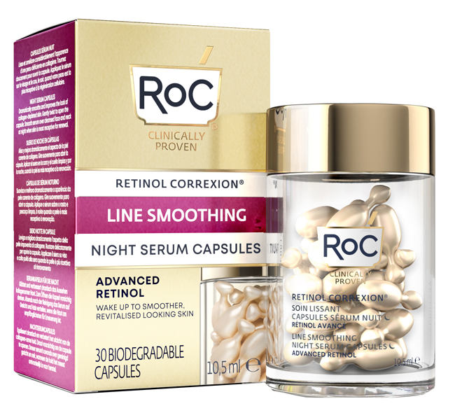 ROC RETINOL CORREXION LINE SMOOTHING SIERO VISO NOTTE 30 CAPSULE - Farmacia De Pasquale