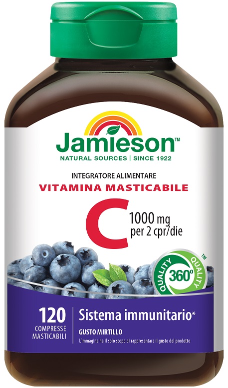 JAMIESON VITAMINA C 1000 MIRTILLO 120 COMPRESSE MASTICABILI - Farmacia De Pasquale