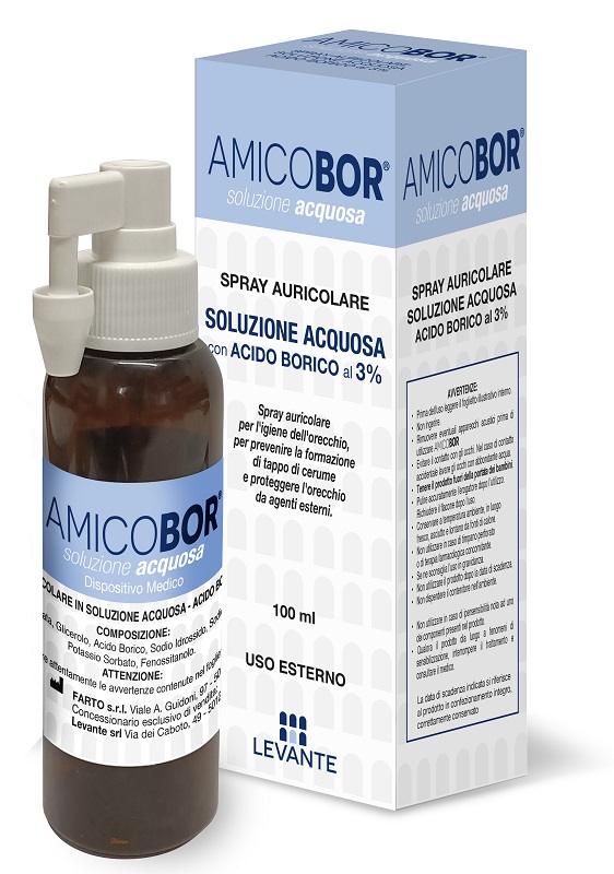 SOLUZIONE ACQUOSA PER IRRIGAZIONE DELL'ORECCHIO AMICOBOR 100 ML - Farmacia De Pasquale