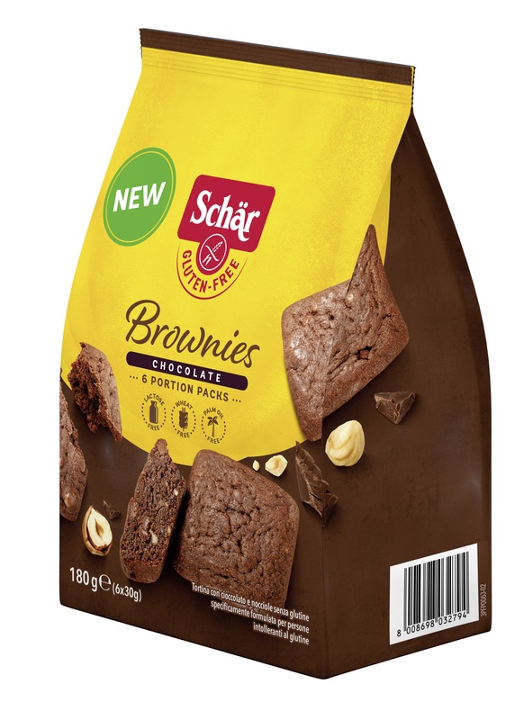 SCHAR BROWNIES CHOCOLATE TORTINA CON CIOCCOLATO E NOCCIOLE 6 MONOPORZIONI DA 30 G - Farmacia De Pasquale