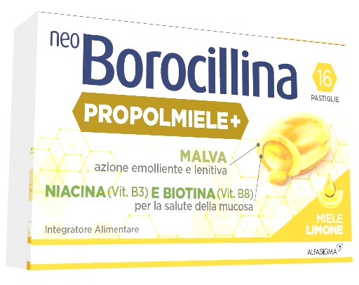 NEOBOROCILLINA PROPOLMIELE+ MIELE/LIMONE 16 PASTIGLIE - Farmacia De Pasquale