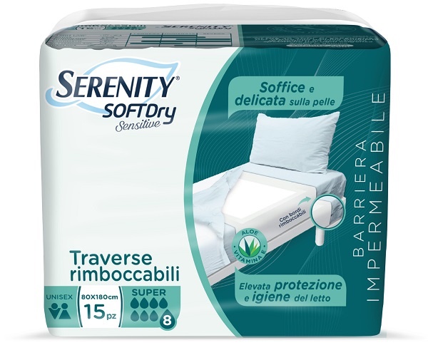 SERENITY TRAVERSA SD SENSIIVE SUPER 80X180 CM 15 PEZZI - Farmacia De Pasquale