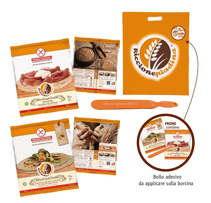 KIT SENZA GLUTINE FUORI FRIGO RICCIONE PIADINA 2X125 G + RICCIONE PIADINA GRANO SARACENO 2X125 G - Farmacia De Pasquale