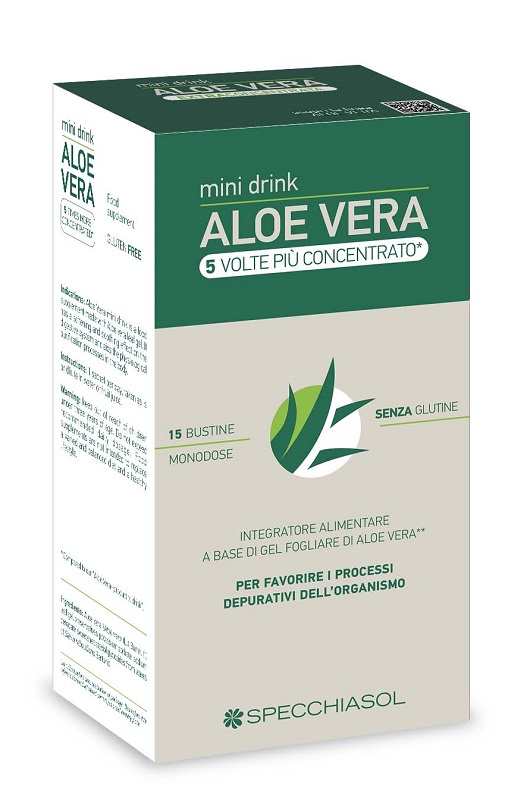ALOE VERA MINI DRINK 5 VOLTE PIU' CONCENTRATO 15 BUSTINE DA 10 ML - Farmacia De Pasquale