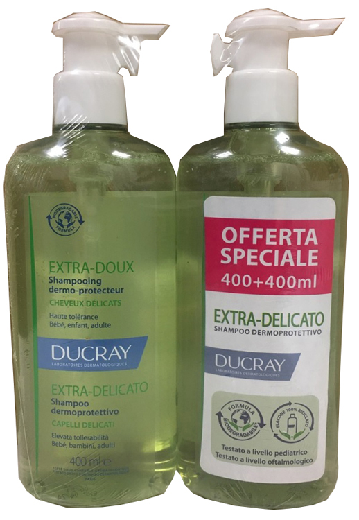 DUCRAY EXTRA DELICATO SHAMPOO DERMOPROTETTIVO 2X400 ML PROMO - Farmacia De Pasquale